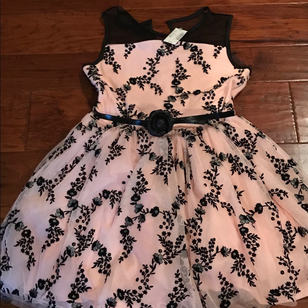 Dress pink/ black lace size 14